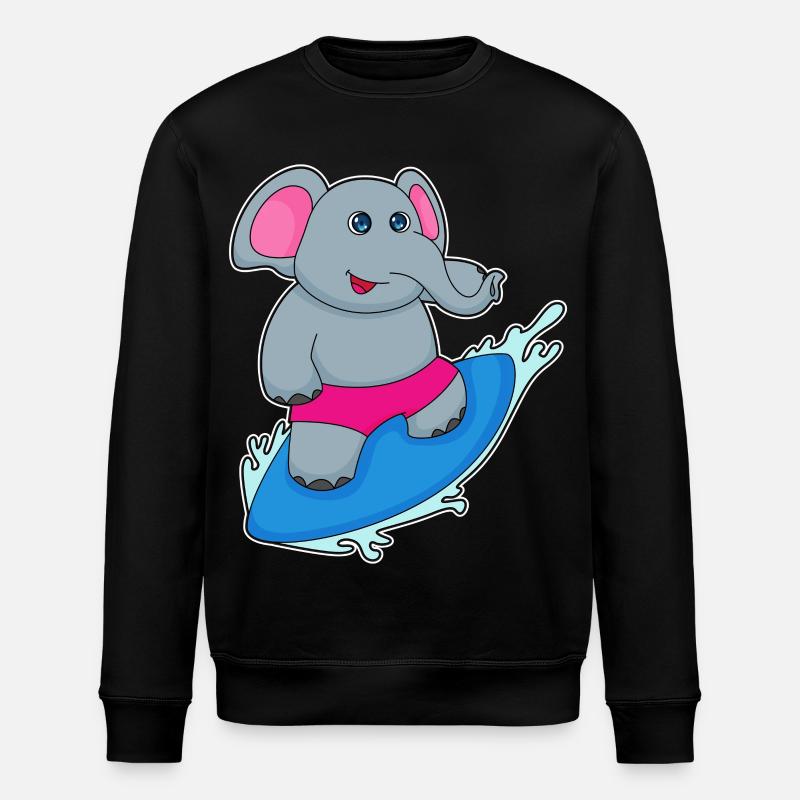 Elefant Surfen Surfbrett Sommer - Stanley/Stella Unisex Bio-Sweatshirt ROLLER - Schwarz