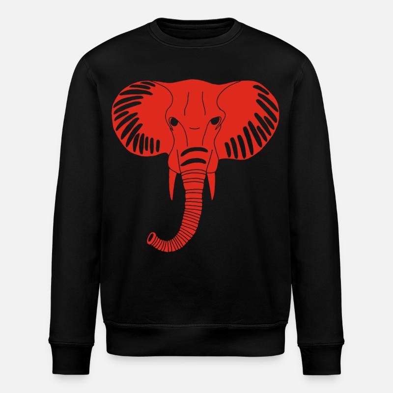 Red elephant head - Stanley/Stella ROLLER Unisex Organic Sweatshirt - black