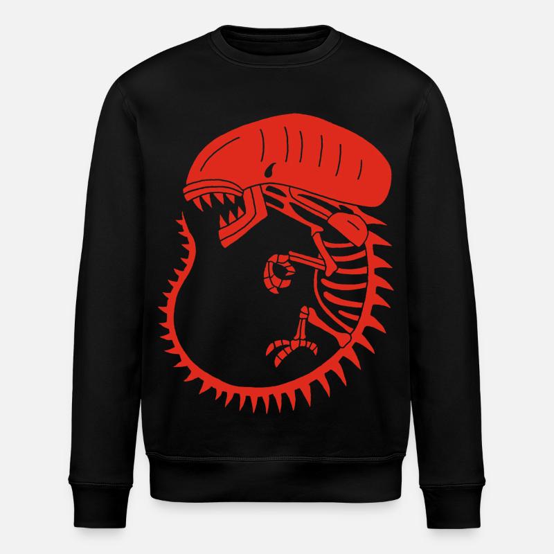 Rotes außerirdisches Monsterskelett - Stanley/Stella Unisex Bio-Sweatshirt ROLLER - Schwarz