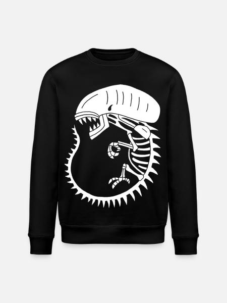 White alien monster skeleton - Stanley/Stella ROLLER Unisex Organic Sweatshirt - black