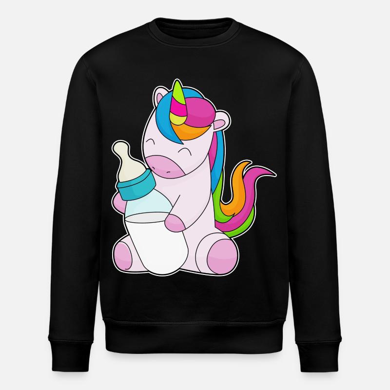Einhorn Milchflasche - Stanley/Stella Unisex Bio-Sweatshirt ROLLER - Schwarz