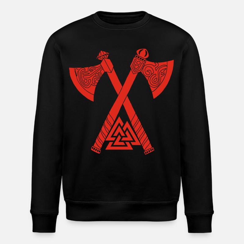 Haches et symbole viking rouge - Sweat bio ROLLER Stanley/Stella Unisexe - noir