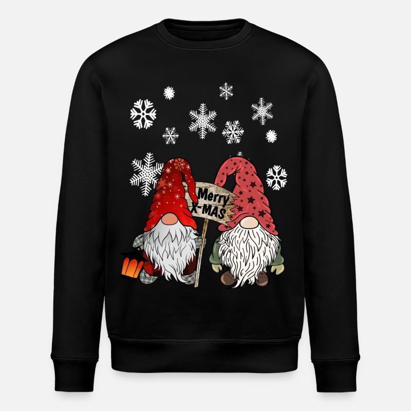 Gnom Weihnachts Wichtel mit Schneeflocken - Stanley/Stella Unisex Bio-Sweatshirt ROLLER - Schwarz