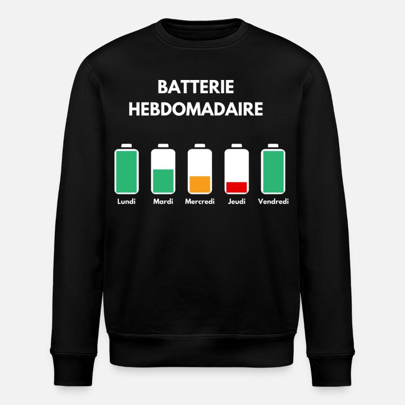 Batterie hebdomadaire. - Sweat bio ROLLER Stanley/Stella Unisexe - noir