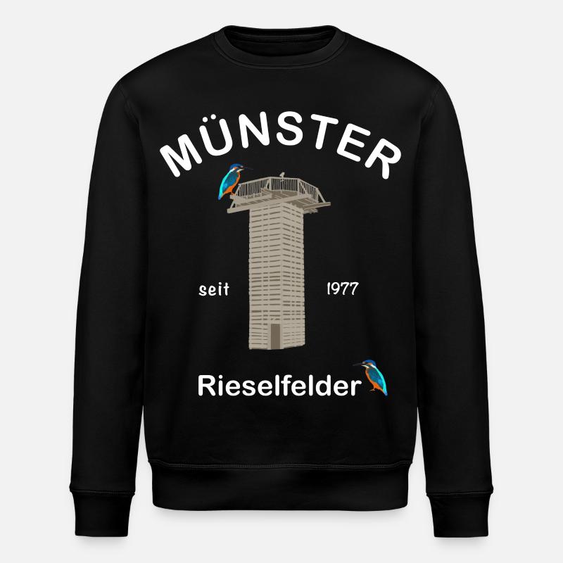 Münster, Rieselfelder, Vogelschutz, Eisvogel - Stanley/Stella Unisex Bio-Sweatshirt ROLLER - Schwarz
