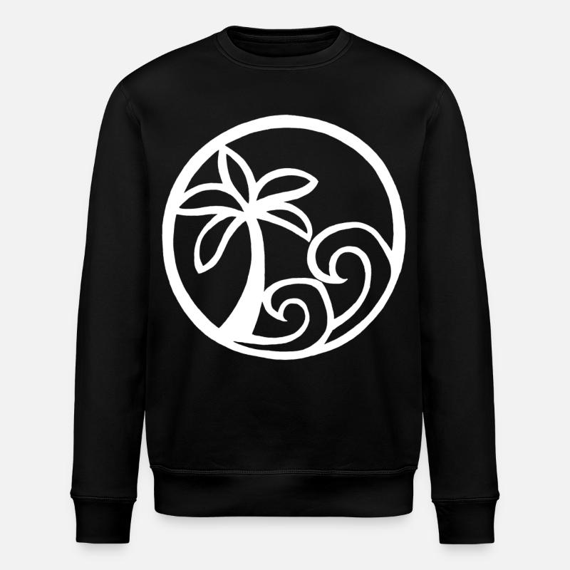 Vagues et palmier blanc - Sweat bio ROLLER Stanley/Stella Unisexe - noir