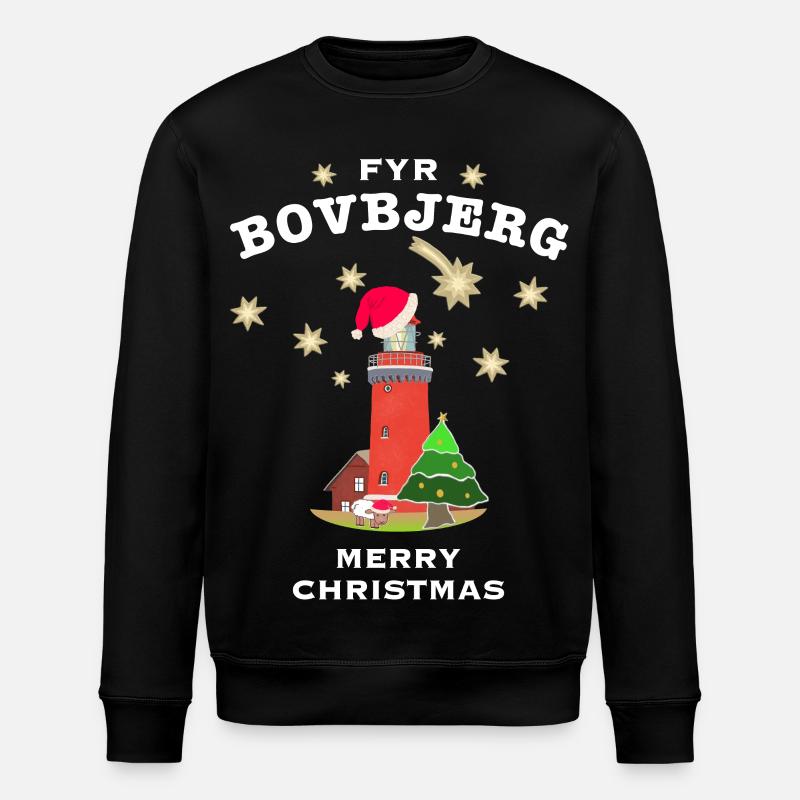 Christmas Denmark, lighthouse Bovbjerg - Stanley/Stella ROLLER Unisex Organic Sweatshirt - black