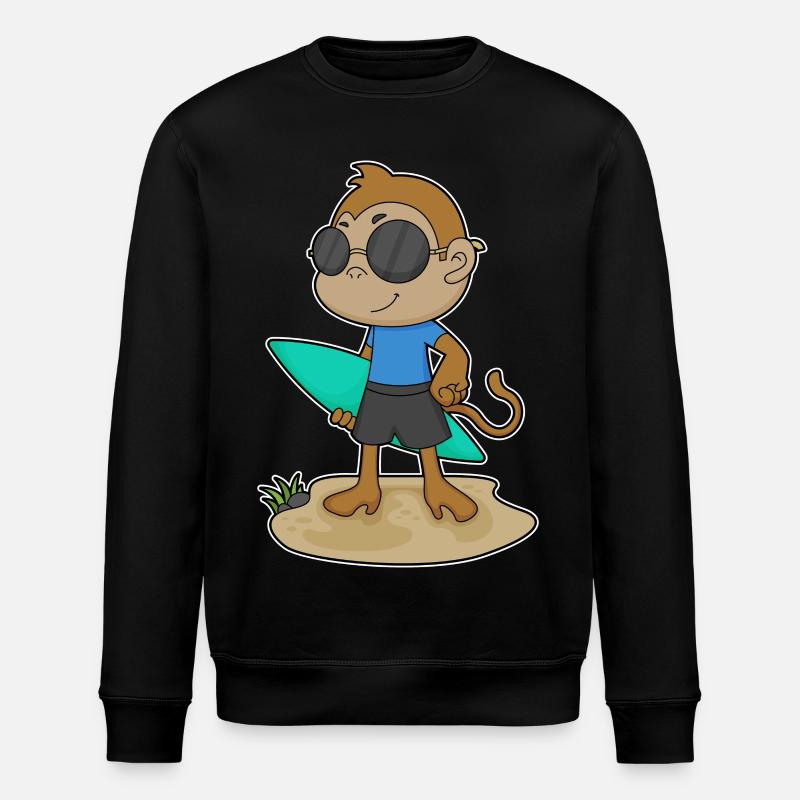 Affe Surfer Surfbrett - Stanley/Stella Unisex Bio-Sweatshirt ROLLER - Schwarz