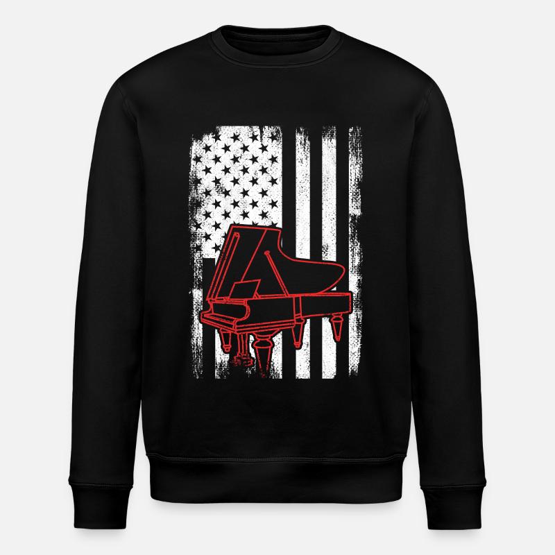 4 July Piano player - Stanley/Stella ROLLER Unisex Organic Sweatshirt - black