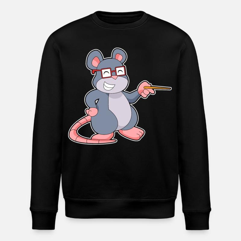 Mouse Teacher Pointer School - Stanley/Stella ROLLER Unisex Organic Sweatshirt - black