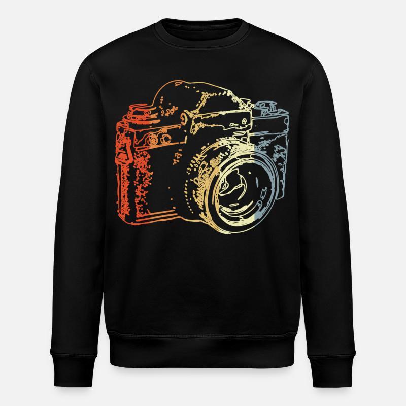 Retro Analog Camera Drawing - Stanley/Stella ROLLER Unisex Organic Sweatshirt - black