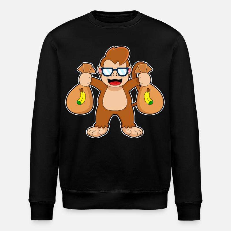 Affe Bandit Geldsack - Stanley/Stella Unisex Bio-Sweatshirt ROLLER - Schwarz