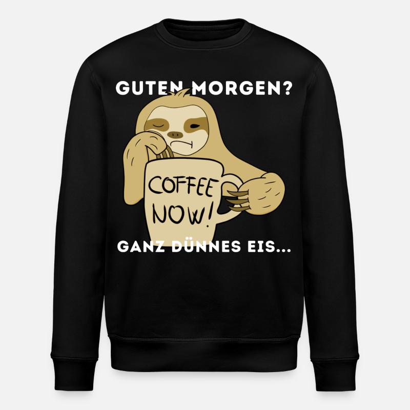 Langschläfer Kaffee Morgen Sloth - Stanley/Stella Unisex Bio-Sweatshirt ROLLER - Schwarz