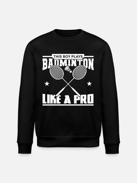 Pojken spelar som ett badmintonproffs - Ekologisk sweatshirt ROLLER unisex från Stanley/Stella - svart