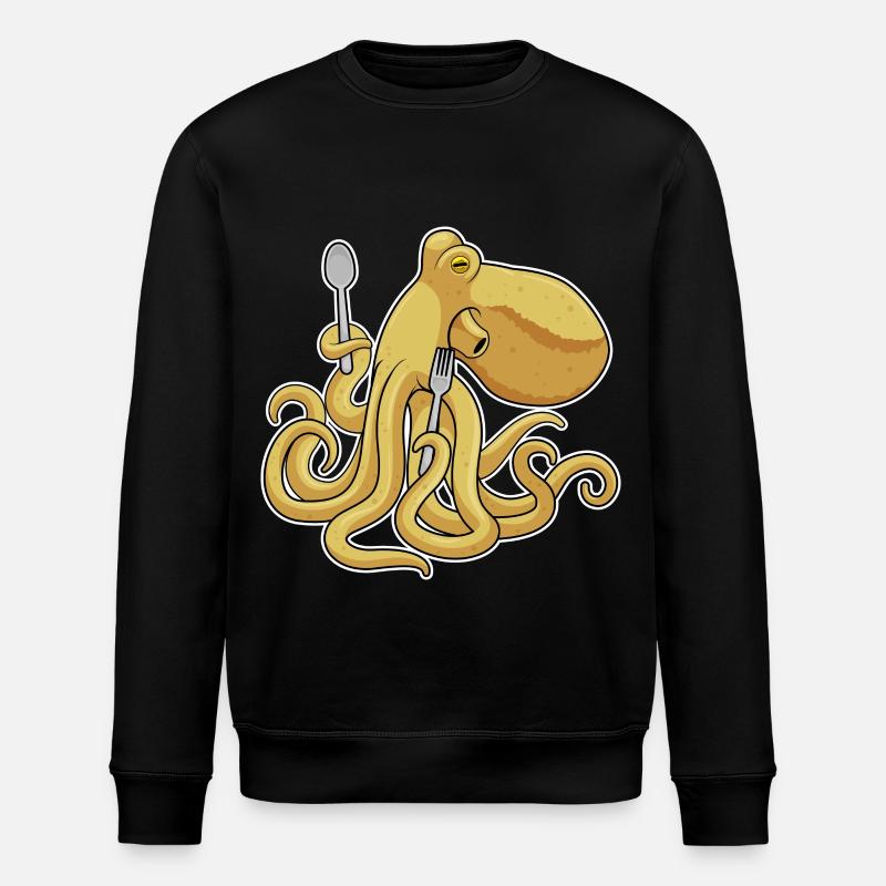 Krake Besteck Kochen Küche - Stanley/Stella Unisex Bio-Sweatshirt ROLLER - Schwarz