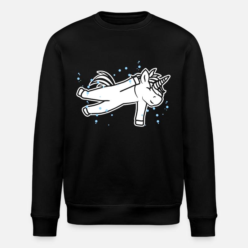 Einhorn Schwimmer - Stanley/Stella Unisex Bio-Sweatshirt ROLLER - Schwarz
