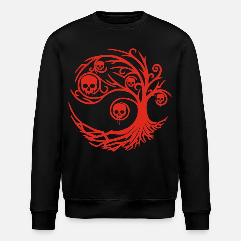 Roter Baum mit Totenköpfen - Stanley/Stella Unisex Bio-Sweatshirt ROLLER - Schwarz