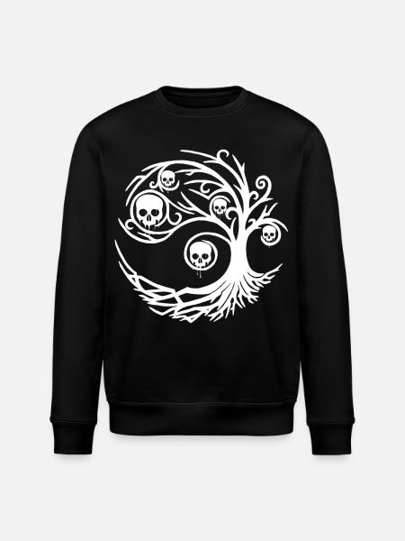 White tree with skulls - Stanley/Stella ROLLER Unisex Organic Sweatshirt - black