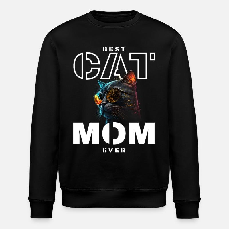 Beste Neon-Katzen-Mama - Stanley/Stella Unisex Bio-Sweatshirt ROLLER - Schwarz