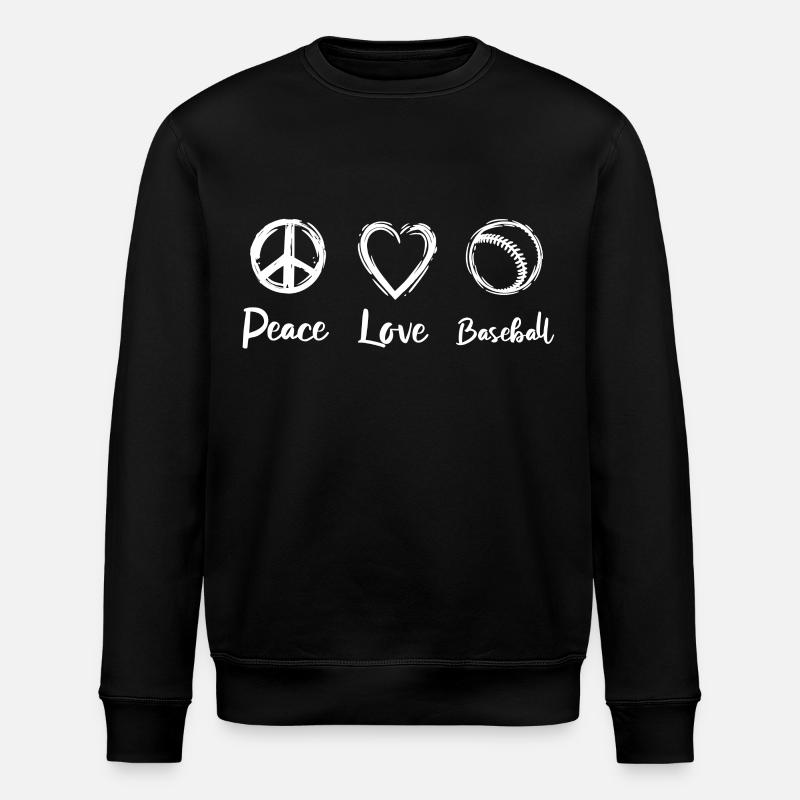 Peace Love Baseball - Stanley/Stella ROLLER Unisex Organic Sweatshirt - black