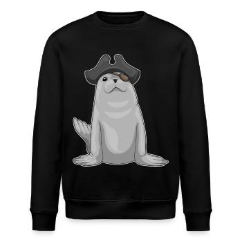 Seehund Pirat Augenklappe - Stanley/Stella Unisex Bio-Sweatshirt ROLLER - Schwarz - Vorne - Nik (191cm)