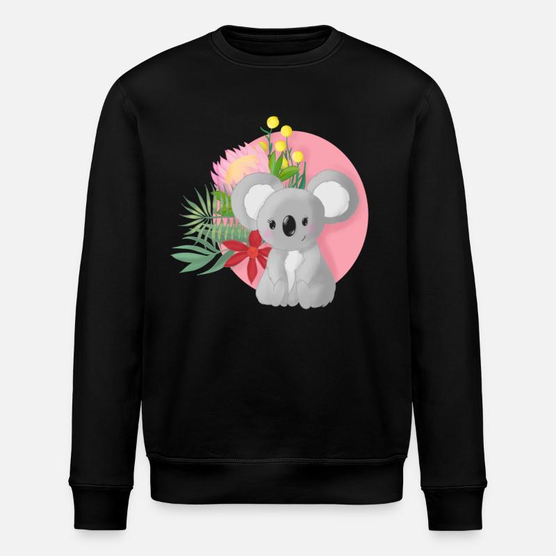 Süßer Koala mit Blumenkranz - Stanley/Stella Unisex Bio-Sweatshirt ROLLER - Schwarz