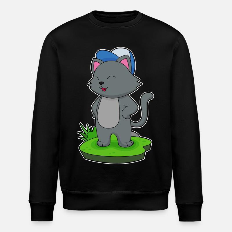 Katze Schüler Cap Schule - Stanley/Stella Unisex Bio-Sweatshirt ROLLER - Schwarz