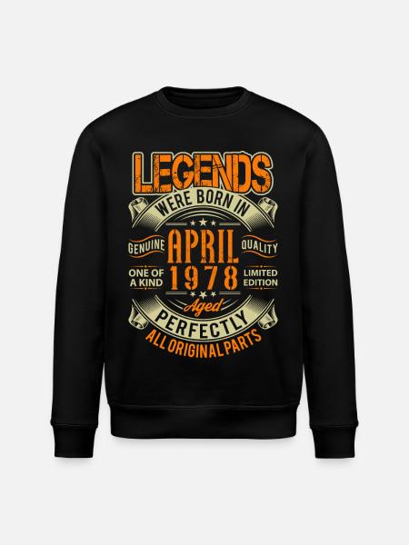 1978 April Birthday Legend - Stanley/Stella ROLLER Unisex Organic Sweatshirt - black