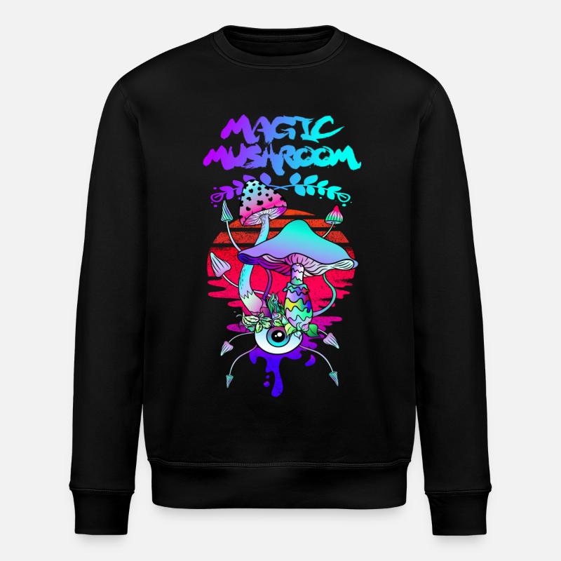 Magic Mushrooms Psychedelic Sunset - Stanley/Stella ROLLER Unisex Organic Sweatshirt - black