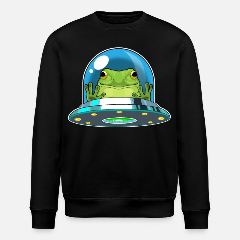 Frosch Raumschiff Weltraum - Stanley/Stella Unisex Bio-Sweatshirt ROLLER - Schwarz