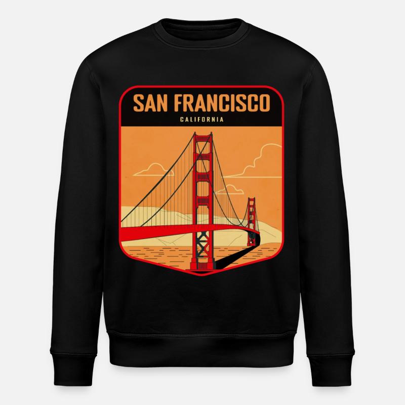 Badge rétro Golden Gate San Francisco - Sweat bio ROLLER Stanley/Stella Unisexe - noir