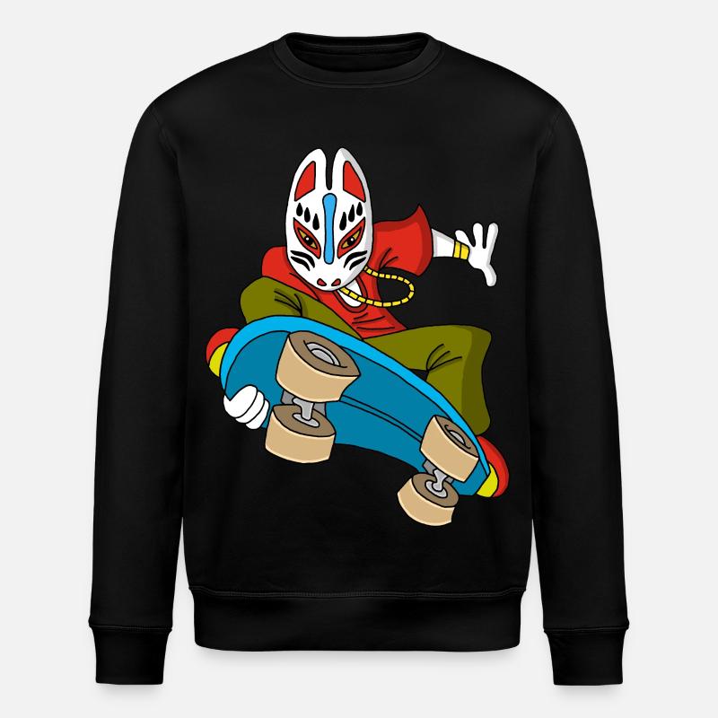 Renard étrange en skateboard - Sweat bio ROLLER Stanley/Stella Unisexe - noir