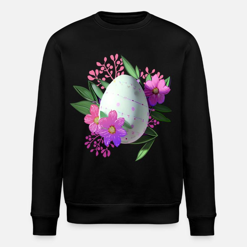 Blumen Osterei Floral - Stanley/Stella Unisex Bio-Sweatshirt ROLLER - Schwarz