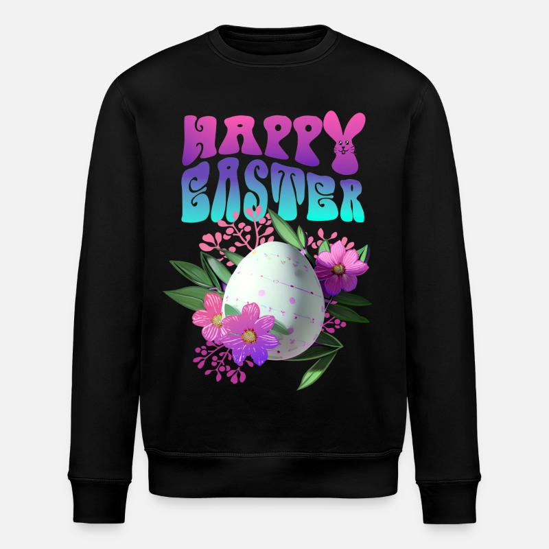 Frohe Ostern Osterei Floral - Stanley/Stella Unisex Bio-Sweatshirt ROLLER - Schwarz