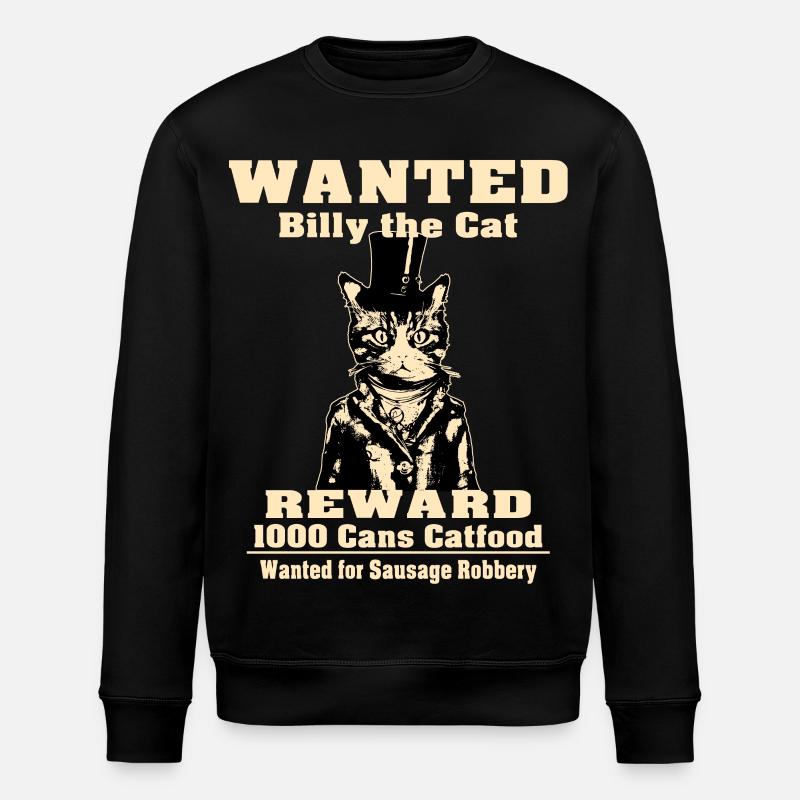 Billy The Cat | Katzenfreunde Geschenk - Stanley/Stella Unisex Bio-Sweatshirt ROLLER - Schwarz