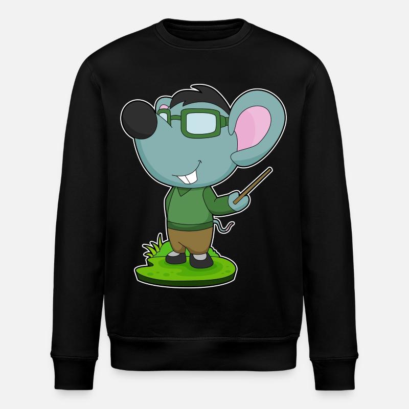 Mouse Teacher Pointer School - Stanley/Stella ROLLER Unisex Organic Sweatshirt - black