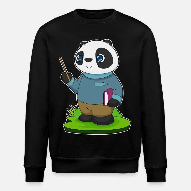 Panda Teacher Pointer School - Stanley/Stella ROLLER Unisex Organic Sweatshirt - black