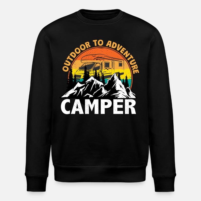 Camper Camping Holiday Gift - Stanley/Stella ROLLER Unisex Organic Sweatshirt - black