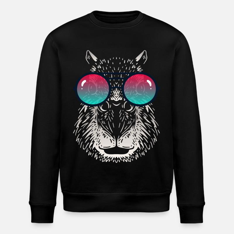 Cool Capybara with Sunglasses - Stanley/Stella ROLLER Unisex Organic Sweatshirt - black