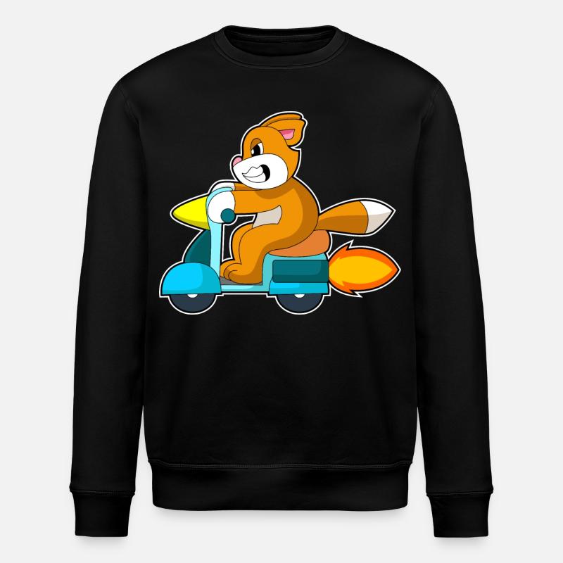 Katze Motorroller - Stanley/Stella Unisex Bio-Sweatshirt ROLLER - Schwarz