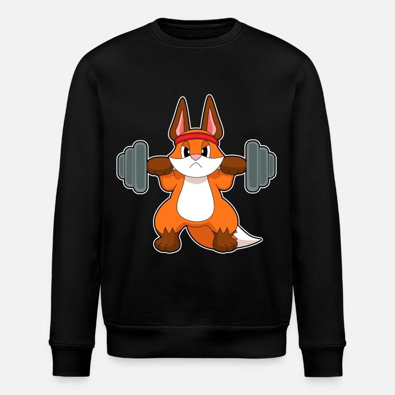 Fox Bodybuilder Barbell Bodybuilding - Stanley/Stella ROLLER Unisex Organic Sweatshirt - black