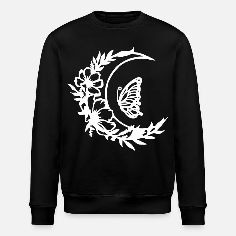 Fleurs de lune (blanc) - Sweat bio ROLLER Stanley/Stella Unisexe - noir