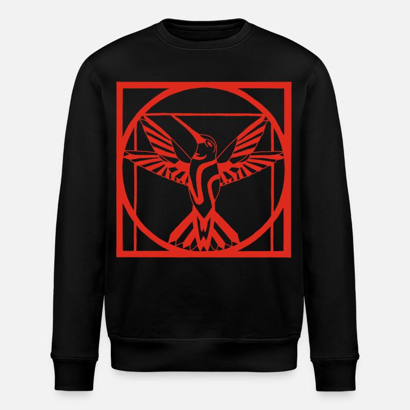 Vitruvius red bird - Stanley/Stella ROLLER Unisex Organic Sweatshirt - black