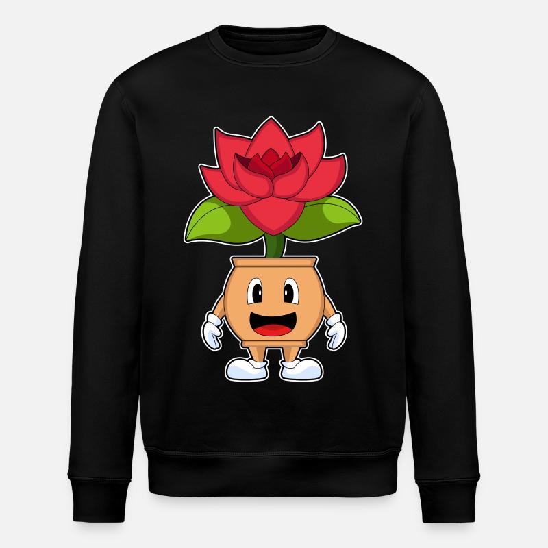 Fleurs roses en pot de fleurs - Sweat bio ROLLER Stanley/Stella Unisexe - noir