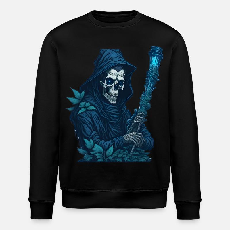 Sensenmann mit Gras Pfeife - Stanley/Stella Unisex Bio-Sweatshirt ROLLER - Schwarz
