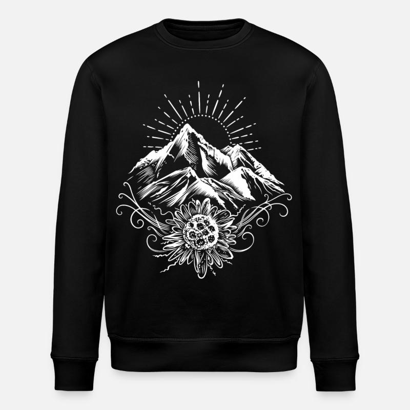 Wandern Berge Edelweiss - Stanley/Stella Unisex Bio-Sweatshirt ROLLER - Schwarz
