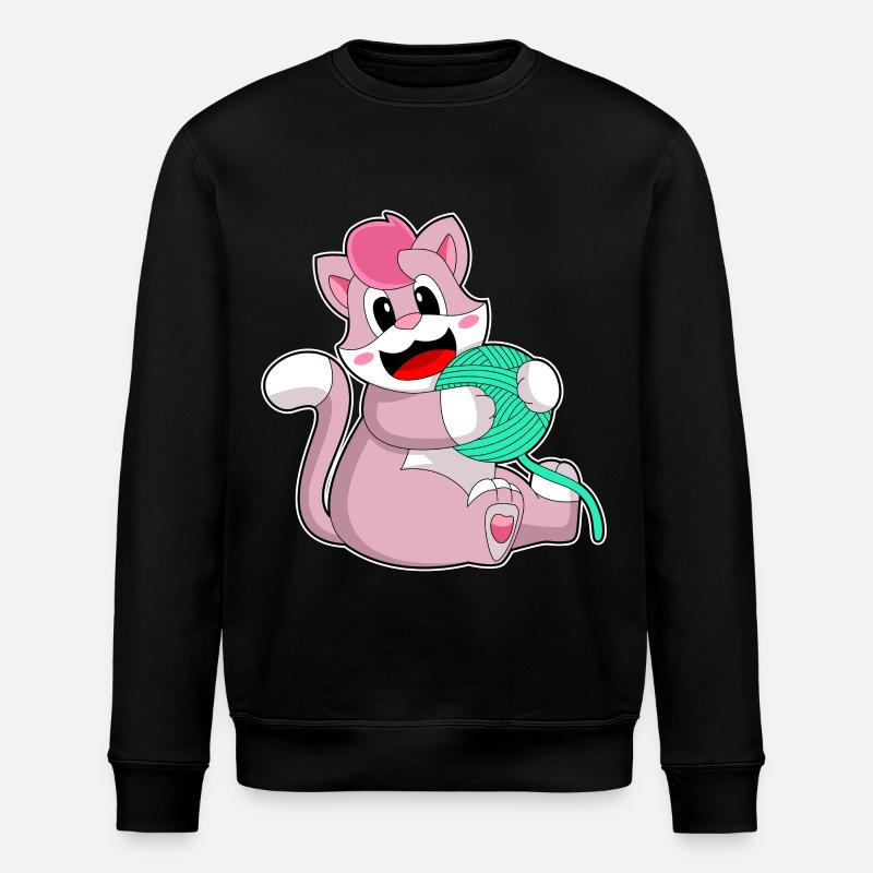 Chat boule de laine - Sweat bio ROLLER Stanley/Stella Unisexe - noir