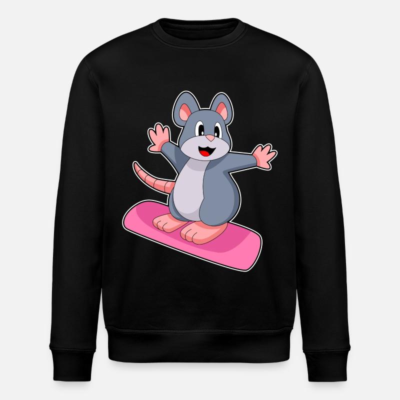 Maus Snowboarder Snowboard - Stanley/Stella Unisex Bio-Sweatshirt ROLLER - Schwarz