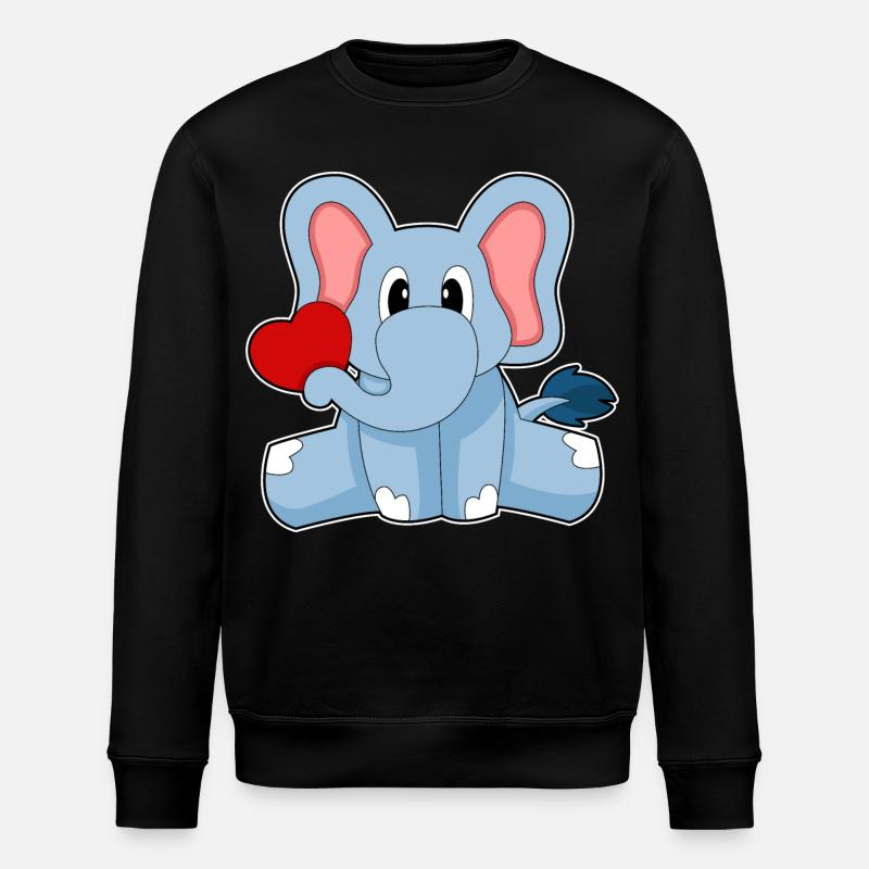 Elefant Herz - Stanley/Stella Unisex Bio-Sweatshirt ROLLER - Schwarz