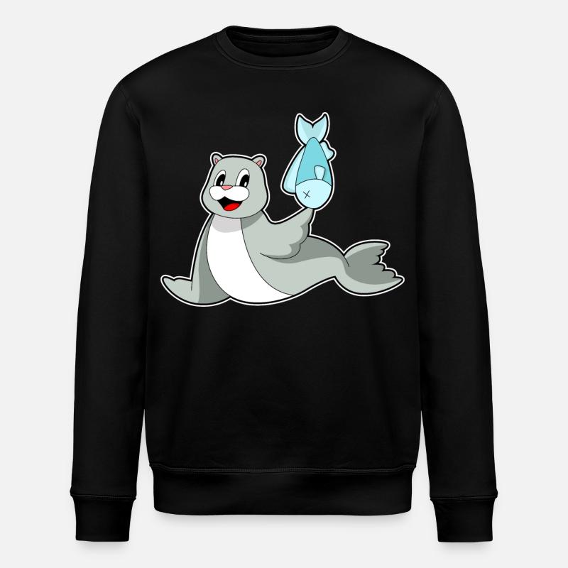Poisson phoque - Sweat bio ROLLER Stanley/Stella Unisexe - noir
